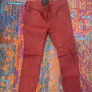 Current Elliot red leather skinny jeans